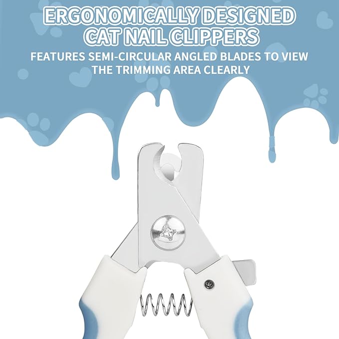 Cat & Dog Nail Clippers with Safety Guard 2Pcs, Professional Pet Nail Clippers for Cats, Kitten Nail Clipper, Cat Claw Clippers,Sharp and Safe,Cat Claw Trimmer Includes Nail File Blue