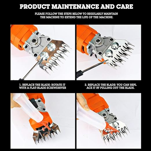 Clipper Blades Grooming Blades, Sheep Shears Replacement Blades, Professional Stainless Steel Clipper Blades for Grooming Goats, Lambs, Llamas, Alpacas (13 Teeth Straight Blade (+ oscillating Blade))