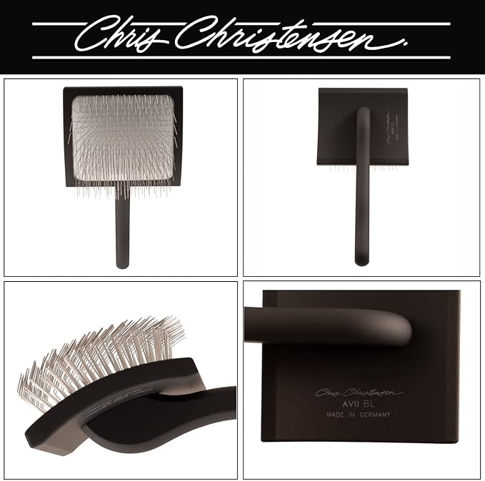 Chris Christensen Brush & Comb Bundle - Big K Slicker, 000 7.5 in Greyhound Style Fine/Coarse Comb, 27mm Original Series - Groom Like a Professional, Made in USA