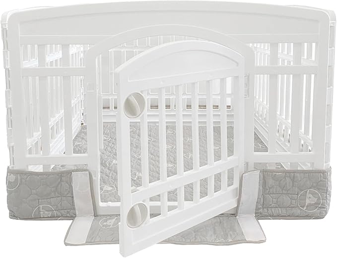 PJYuCien Dog Playpen Bottom Pad Fits for 36 Inch 4 Panels Exercise Pet Pen, Using as a Fence Stabilization and Puppy Pen Mat, Hoop and Loop Design, Grey (Playpen Not Included)