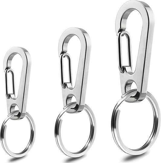 IVIA Dog Tag Clips/Multiple Size 304 Stainless Steel Quick Clip with Rings/Easy Change Pet ID Tag Holder for Small/Medium/Large Dog Cat Collars and Harnesses.(3 Pack)