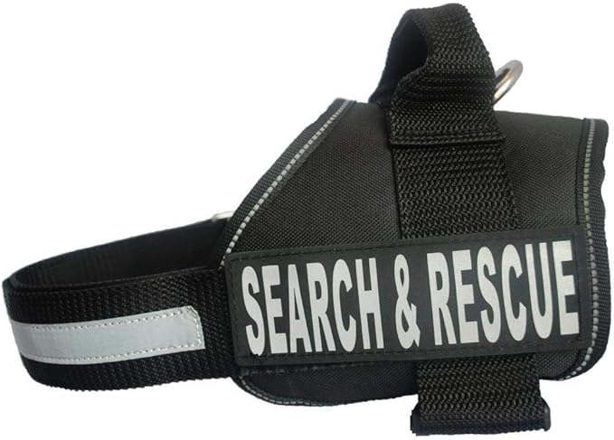 Search & Rescue Harness Vest Cool Comfort Nylon for Dogs Small Medium Large Girth Purchase Comes with 2 Reflective Search & Rescue Removable Patches. Please Measure Your Dog Before Ordering.