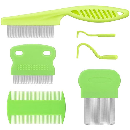 Cat & Dog Grooming Set - Fine Tooth Comb For Grooming And Removing Dandruff Flakes Remove Float Hair Tear Marks (green)
