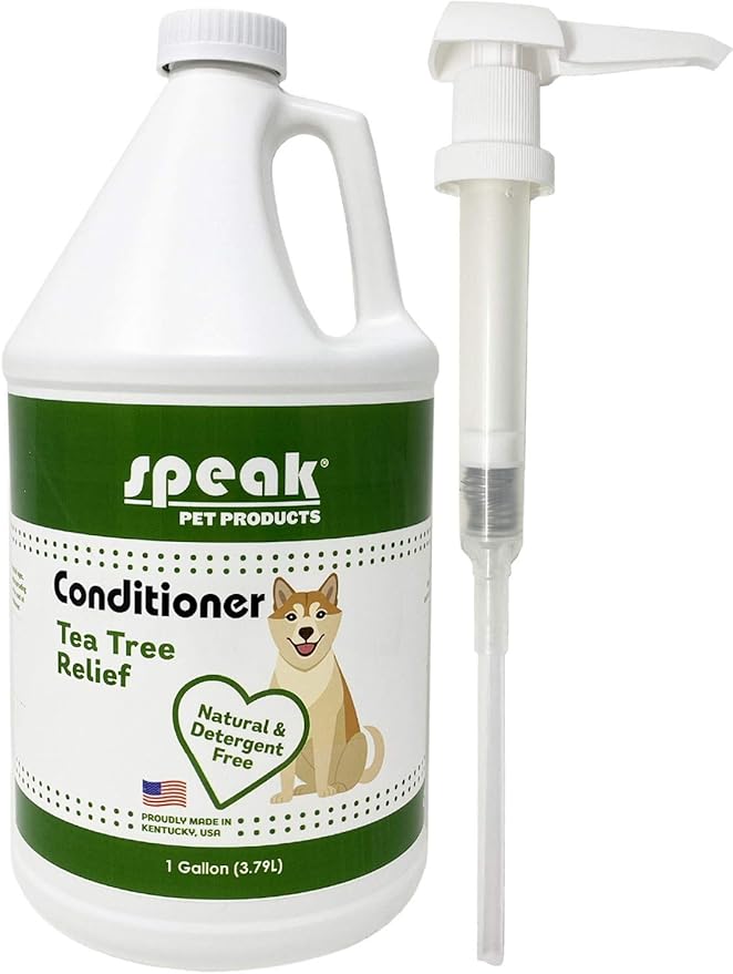 Natural Leave-in Conditioning Dog Spray Refill with Pump, Tea Tree Relief, 1 Gallon