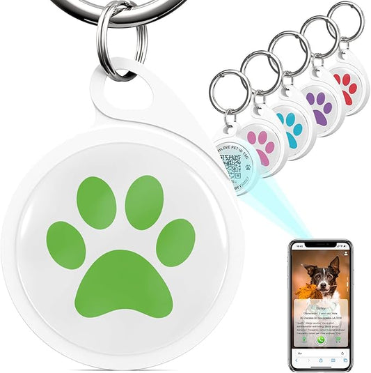 QR Code Dog Tag, Smart ID Tags, Dog Tags Personalized Lightweight Silent ID Tag for Kids Pets Bags Keys, Pack of 5