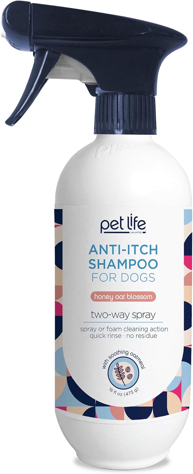 Pet Life Unlimited Dog Shampoo Itchy Skin Relief Foaming Spray, Itch Relief for Dogs - Plant-Based Honey Oat Blossom Scented Dog Itching Skin Relief Spray Shampoo - Made in USA - 16 Ounce (Pack of 1)