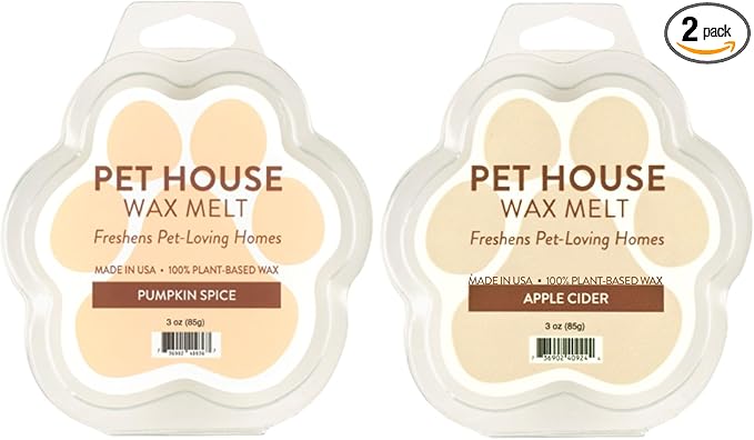 One Fur All Pet House Wax Melts - Pumpkin Spice/Apple Cider Pack of 2 - Pet Odor Eliminating Wax Melts - Long-Lasting Scented Wax Melts - Pet-Friendly Wax Melts - Natural Wax Melts