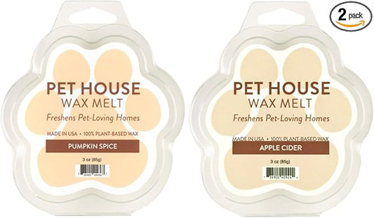 One Fur All Pet House Wax Melts - Pumpkin Spice/Apple Cider Pack of 2 - Pet Odor Eliminating Wax Melts - Long-Lasting Scented Wax Melts - Pet-Friendly Wax Melts - Natural Wax Melts