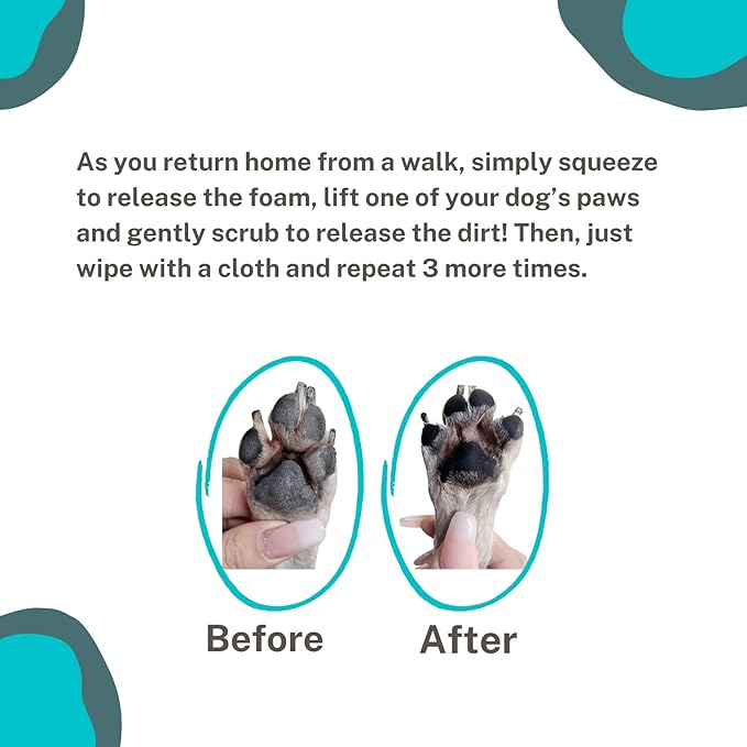 AOPETSCI Waterless Paw Wash Foam - Natural No-Rinse Cat and Dog Paw Cleaner; No Water Cat and Dog Paw Washer with Large Silicone Scrub Brush; Pet Paw Cleaner for Dogs Large, Medium and Small