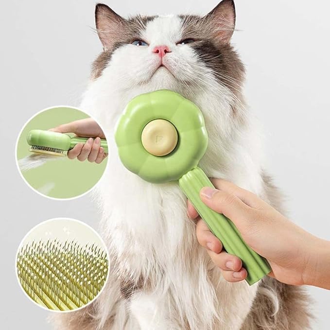 Andy's Orchids 2pcs Pet Hair Cleaner Brush, Pet Hair Cleaner Brush Self Cleaning Pet Hair Re mover Sunflower Shape Dog Brush Hair Removal Button Cat Grooming Brush