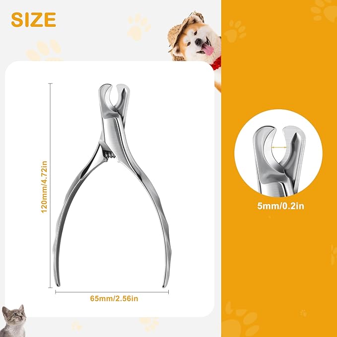 BEZOX Pet Nail Clippers, Whole Stainless Steel Cat Claw Trimmer with Anti Slip Handle, Autoclavable Small Dog Nail Clipper Cutters - Silver