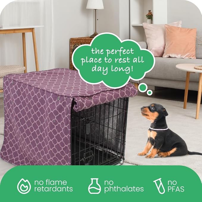 Molly Mutt Royals Dog Crate Cover, 100% Cotton Canvas Cover with 2 Roll-Up Panels, Ideal for Dog or Cat Crate, Durable, Washable, and Free of Harmful Chemicals, 24" x 18" x 21"