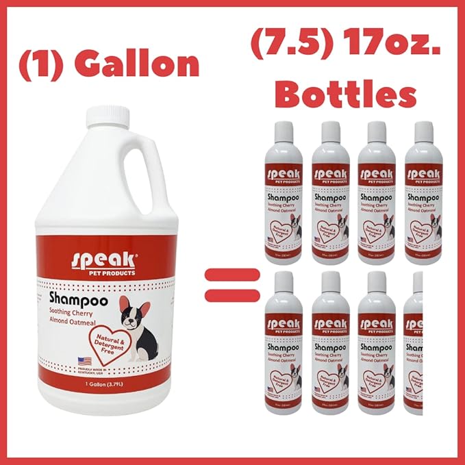 Natural Dog Shampoo with Pump, Soothing Cherry Almond Oatmeal, 1 Gallon