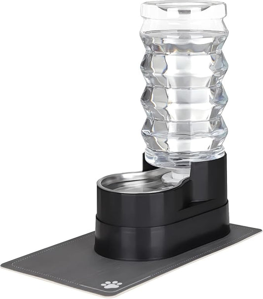 RIZZARI 9L Raised Automatic Pet Waterer, Gravity fed Stainless Steel Waterer, 100% BPA Free, Large Capacity Feeder for Cats and Medium to Large Dogs (Black,9L)