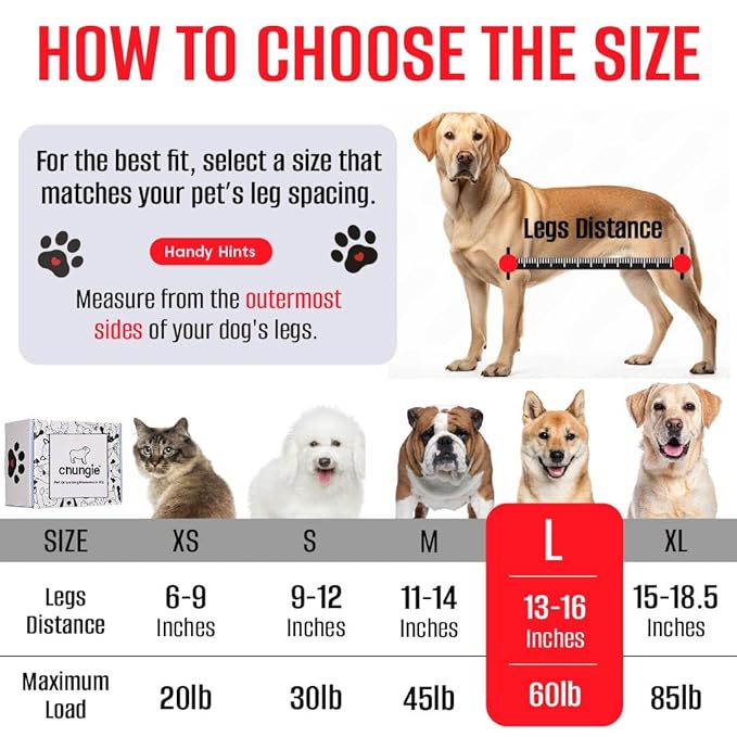 Dog Grooming Hammock for Large Dogs – Dog Restraint for Nail Trimming with Pet Nail Clipper – Dog Sling for Grooming, Dog Hammock for Nail Cutting & Grooming Harness (Legs Spacing:13-16”)/Max W:60lb)