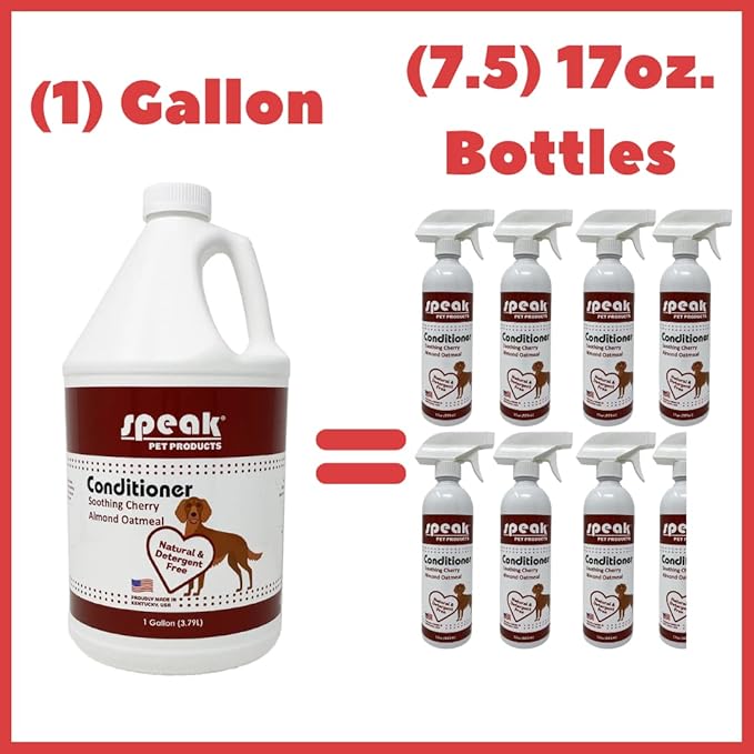Natural Leave-in Conditioning Spray for Dogs Refill, Soothing Cherry Almond Oatmeal, 1 Gallon