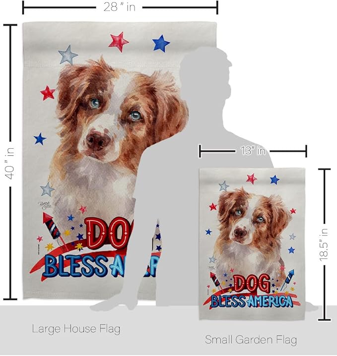 Breeze Decor Patriotic Red Australian Shepherd Garden House Flag-Kit Dog Puppy Spoiled Paw Canine Fur Pet Nature Farm Animal Creature Banner Small Yard Gift Double-Sided, Made in USA