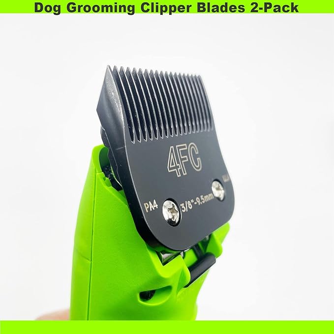 Blade Dog Grooming Clipper Blades, Ceramic Blade & Stainless Steel Blade Long-Lasting Hardness & Sharp Edges，4FC 3/8''-9.5mm (2Pcs)