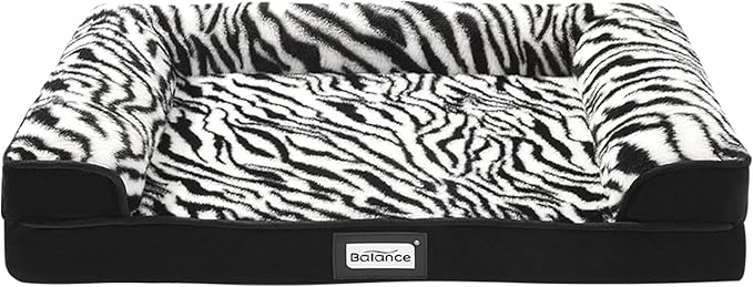 BALANCE Orthopedic Dog Bed, Egg Crate Foam Dog Couch for Pet Sleeping, Pet Sofa with Removable Washable Cover & Nonskid Bottom, Comfy Dog Bed for Small Dog, Black
