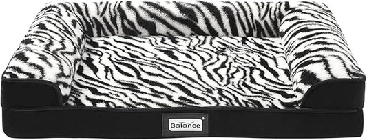 BALANCE Orthopedic Dog Bed, Egg Crate Foam Dog Couch for Pet Sleeping, Pet Sofa with Removable Washable Cover & Nonskid Bottom, Comfy Dog Bed for Small Dog, Black