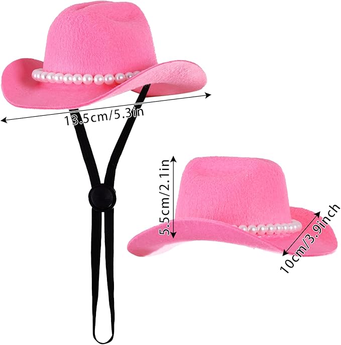 Pet Cowboy Costume Accessories Halloween Costumes for Small Pet Dogs Cat Cowboy Hat for Dogs and Bandana Scarf Halloween Party Western Cosplay Accessories (Pink, Small)