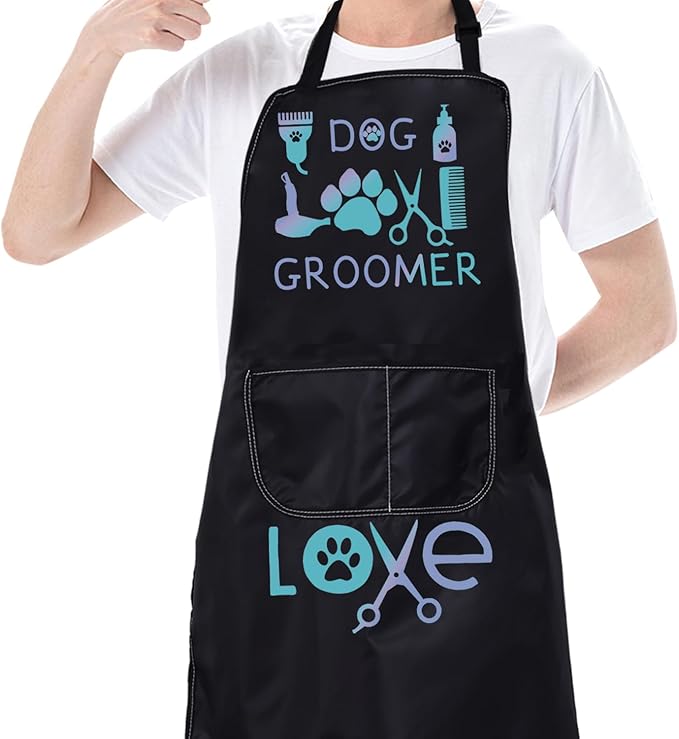 CMNIM Dog Groomer Apron with Pockets, Waterproof, Dog Groomers Apron