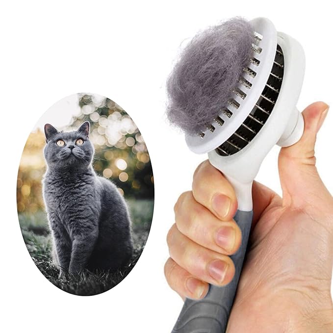 Cat Self Cleaning Slicker Brush, Pets Skin Friendly Cat Brush for Dogs Cats Grooming Brush Tool Easy to Remove Loose Undercoat, Mats Tangled Hair Slicker Massage Cats Dogs Brush - Upgraded