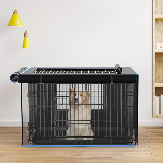 Dog Crate Cover, 600D Oxford Kennel Kennel Covers with Waterproof, Windproof, Breathable Mesh, Storage Pocket, 42 Inch, Cage Covers for Cat Large Dog