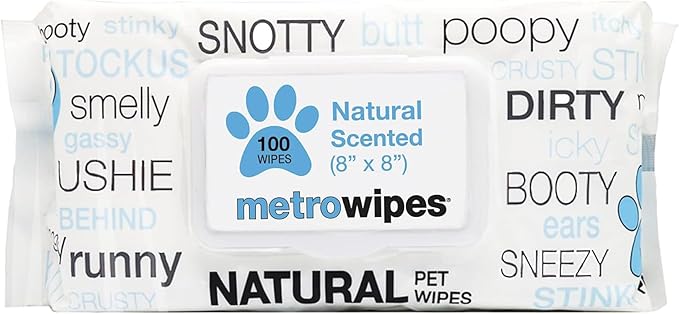 MetroPaws Unscented Dog Wipes, 100 Extra Large & Thick Cleaning Wipes Ideal for Cats and Dogs, for Paws, Butt, Ears and Eyes