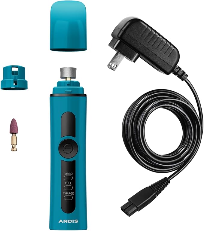Andis Professional 2-Speed Cord/Cordless Animal Nail Grinder with Rechargeable Lithium-Ion Battery, Blue, 561553