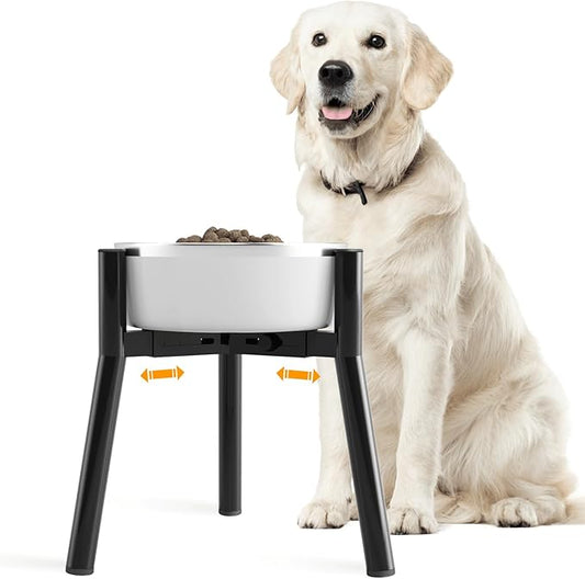 Adjustable Dog Bowl Stand for Medium & Large Dogs, Raised Food & Water Bowls, 7-10.7" Wide, 11" Tall