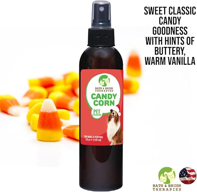 Bath & Brush Therapies® Candy Corn Pet Cologne For Dogs 4.5 oz | Long-Lasting Odor Eliminator | Paraben-Free | Biodegradable & Non-Toxic | Made in USA