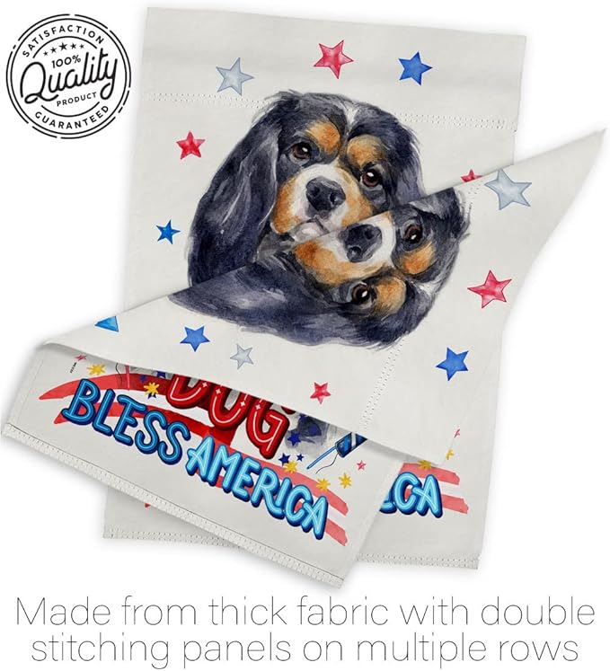 Breeze Decor Patriotic Cavalier Spaniel Garden House Flag-Kit Dog Puppy Spoiled Paw Canine Fur Pet Nature Farm Animal Creature Decoration Banner Small Yard Gift Double-Sided, Made in USA