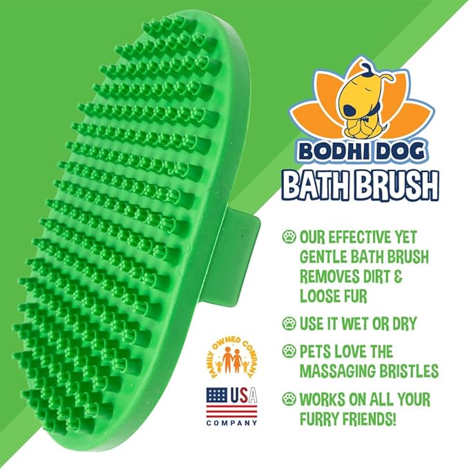 Bodhi Dog Shampoo Brush - Pet Grooming & Bath Supplies for Cats and Dog - Bath Brush for Long & Short Hair - Premium Scrubber for Shower, Bathing & Massage (One Pack, Green)
