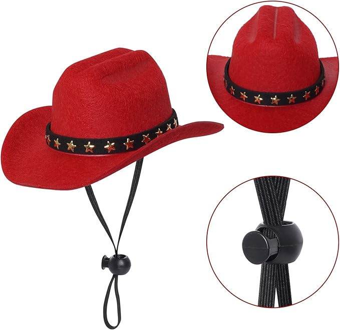 choyaxo Pet Cowboy Costume Cosplay Cap Halloween Costumes for Dogs Cat Pet Party Decoration Mini Cowboy Hat (Red, Small)