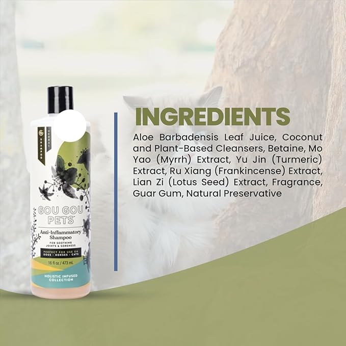Holistic Natural Anti-Inflammatory Pet Shampoo: Veterinarian Recommended: Soothing Joints & Soreness for Dogs, Cats and Horses - Made in USA - 16 oz