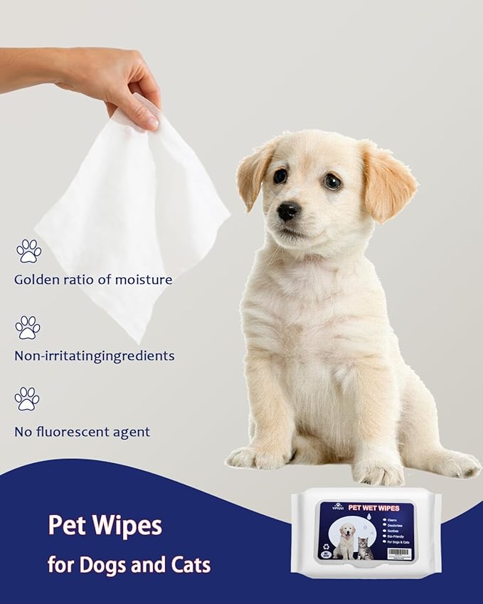 Dog Wipes for Paws and Butt – Unscented Pet Wipes for Dogs & Cats – 80 Ct Extra Thick, Lint-Free Cleaning Wipes for Face, Ears, and Sensitive Areas – Hypoallergenic & Travel-Friendly