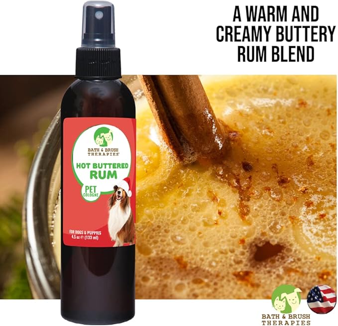 Bath & Brush Therapies® Hot Buttered Rum Pet Cologne For Dogs 4.5 oz | Long-Lasting Odor Eliminator | Paraben-Free | Biodegradable & Non-Toxic | Made in USA