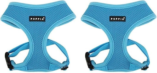 Puppia Soft Dog Harness No Choke Over-The-Head Triple Layered Breathable Mesh Adjustable Chest Belt and Quick-Release Buckle, Sky Blue, X-Large (Pack of 2)