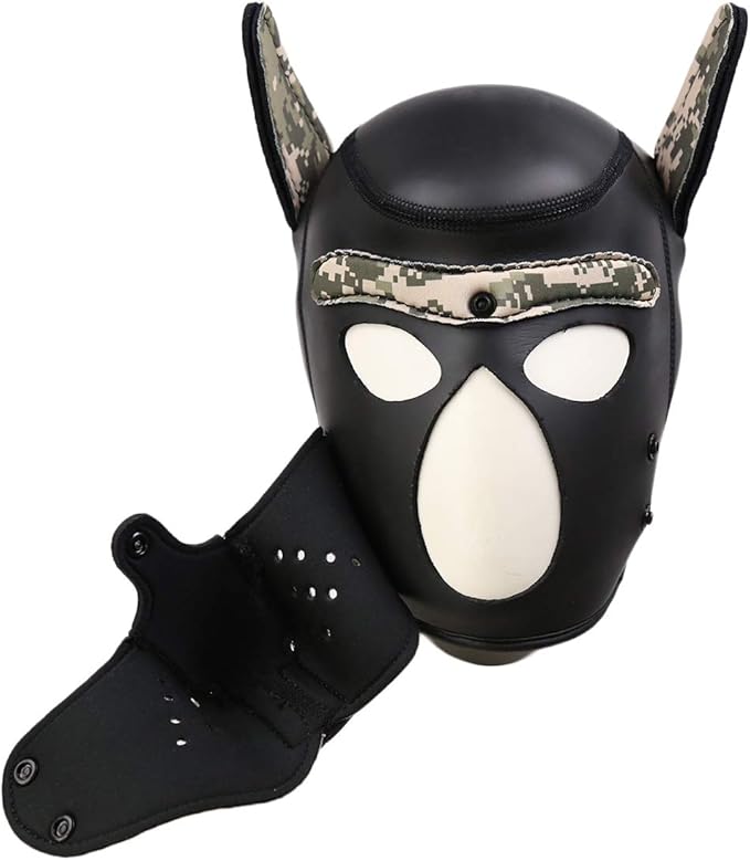 Neoprene Puppy Hood Camo Full Face Mask Cosplay Costume Dog Head Masks