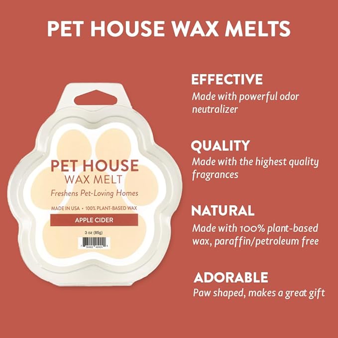 One Fur All Pet House Wax Melts - Apple Cider Pack of 2 - Pet Odor Eliminating Wax Melts - Long-Lasting Scented Wax Melts - Pet-Friendly Wax Melts - Natural Wax Melts