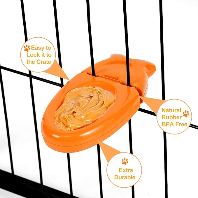 Dog Training Toy for Crate Training Peanut Butter Slow Feeder Treat Dispenser Training aid to Reduce Anxiety (Warm Fish)