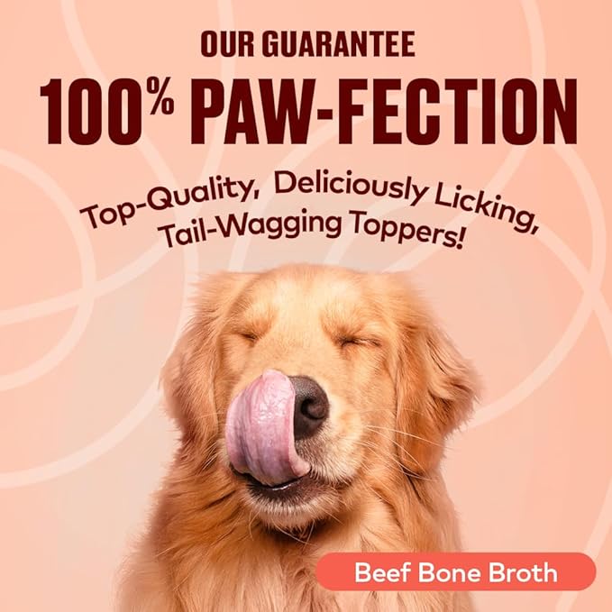 Beef Bone Broth for Dogs - Collagen Protein Supplement for Digestion, Mobility, Coat, Immune System, Healthy Dog Food Topper, Human Grade Meal Boost Gravy, Just Add Water, Made in USA 16 oz