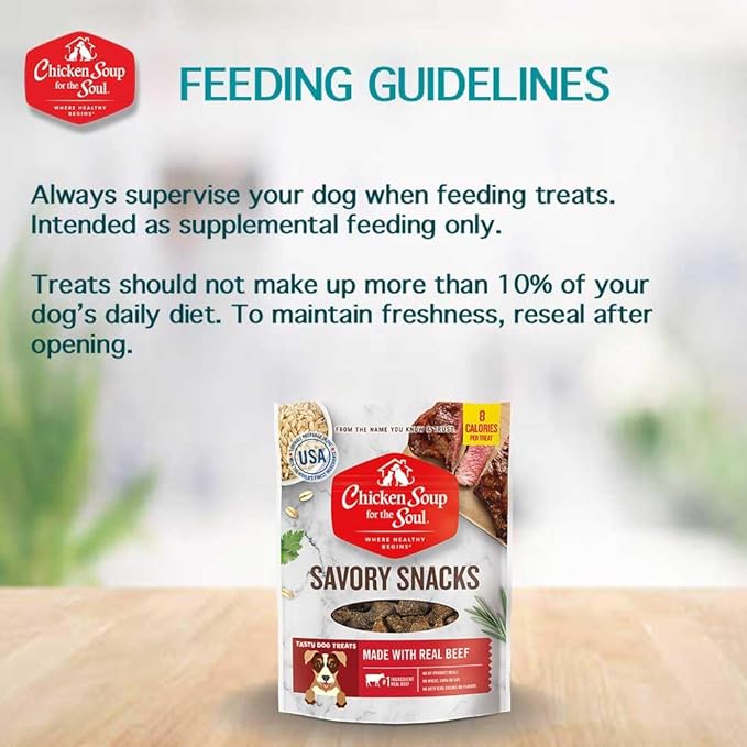 Chicken Soup For The Soul Pet Food Savory Snacks Dog Treats, Beef, 6 Ounce Bag | Soy, Corn & Wheat Free, No Artificial Flavors or Preservatives