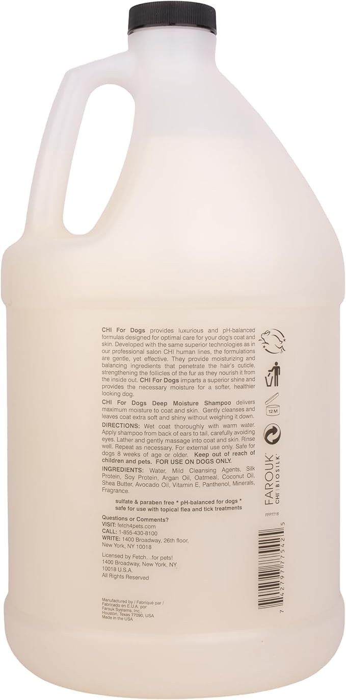 CHI for Dogs Deep Moisture Shampoo, Professional Quality Dog Grooming Formulas, Gallon (128 fl oz) Size