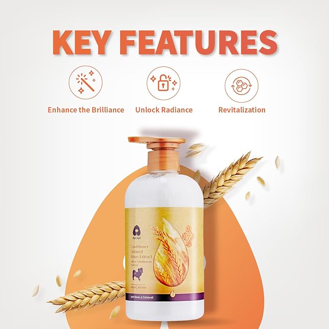 Arf Arf Oatmeal Dog Conditioner for Sensitive Skin - Moisturizing Formula for Dogs & Puppies, Detangling & Anti-Itch Care, 16oz