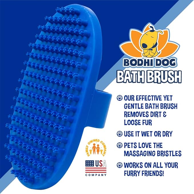 Bodhi Dog Grooming Bundle - Oatmeal Shampoo & Conditioner with Bath Brush - Pet Shower Supplies for Cats & Dogs - Gentle Care for Long, Short & Curly Hair, Safe and Effective, Made in USA