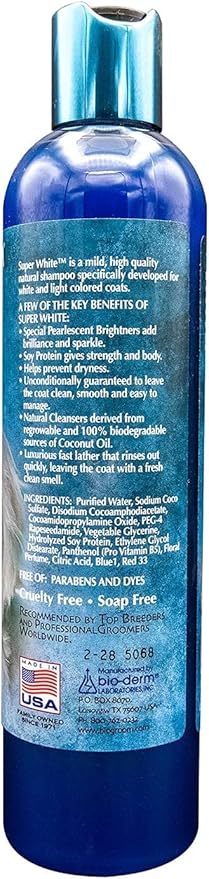 Bio-Groom Super White Dog Shampoo – Whitening Pet Shampoo, Dog Bathing Supplies, Puppy Wash, Dog Grooming Supplies, Cruelty-Free, Made in USA, Coat Brightener Shampoo – 12 fl oz 3-Pack