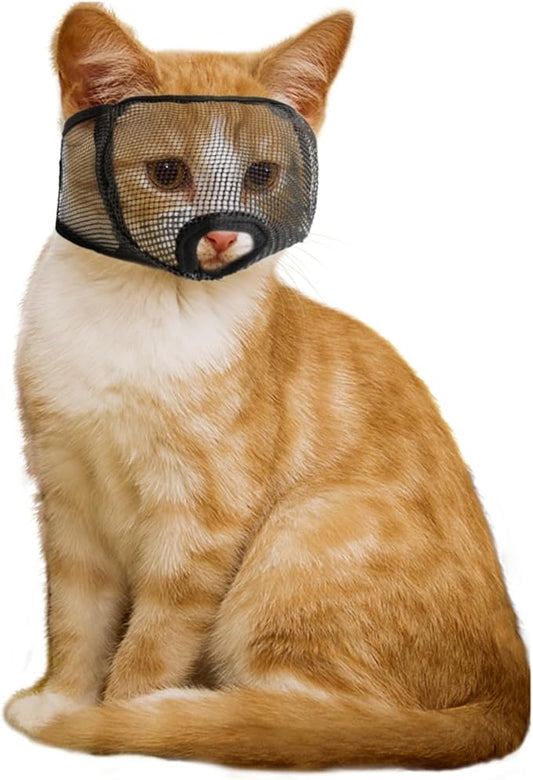 Cat Muzzle for Grooming Nail Trimming with Soft Mesh Covered, Prevent Biting Chewing(XS,Black)