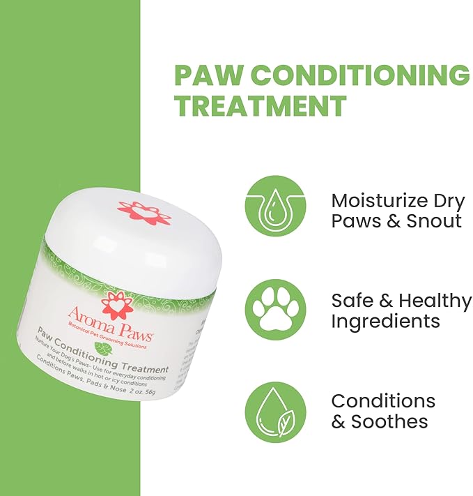 Paw Conditioning Treatment - Dog Paw Moisturizer to Heal and Repair Dry, Cracked, and Damaged Paws and Nose - Paw Soother for Dogs with Organic Shea Butter and Essential Oils - 2oz